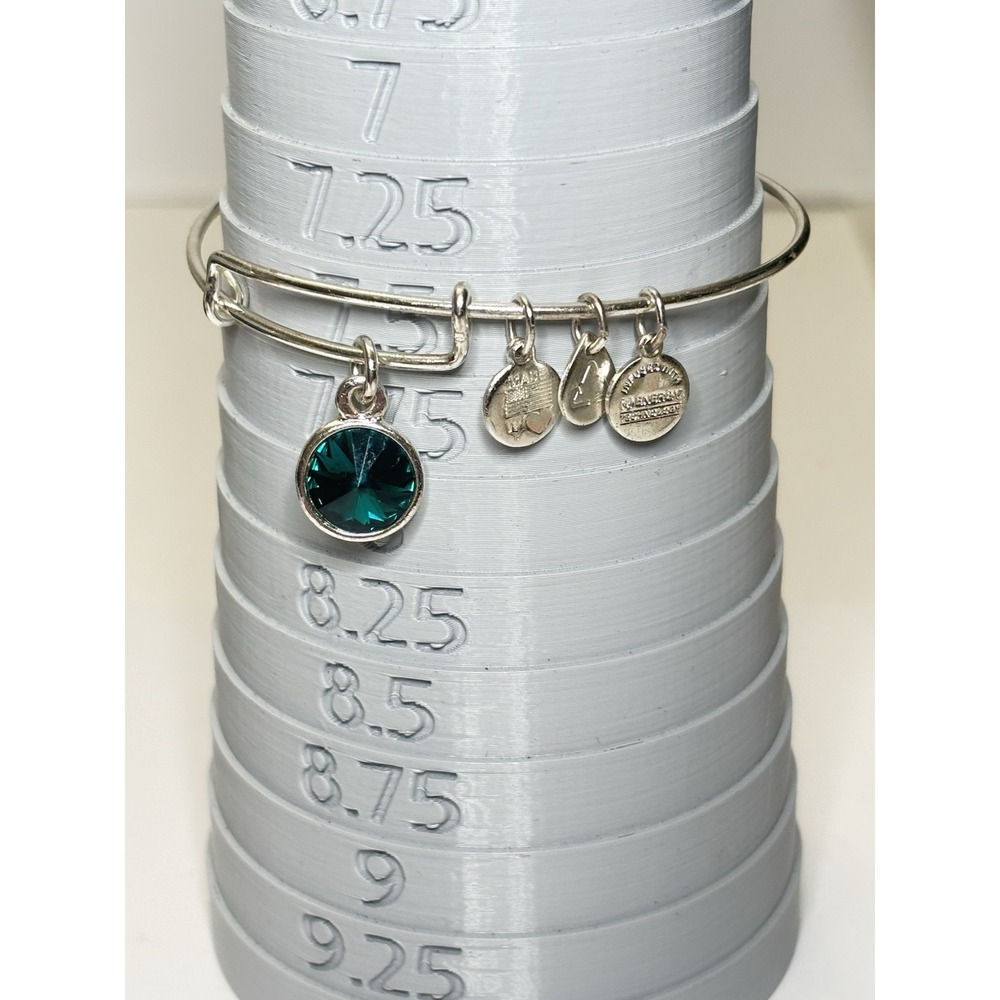 Alex Ani May Birthstone Emerald Charm Bracelet Silver Green